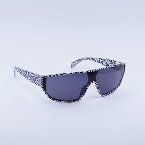 Celine CL40195I 04A Sunglasses Zebra Shield Frame, Smoke Lenses